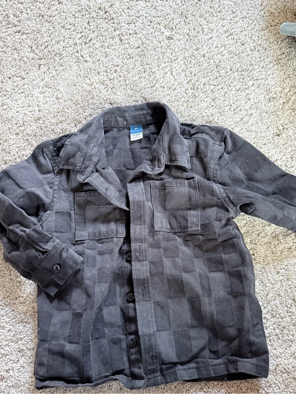 Old Navy Kids Black Checker-Pattern Shirt Jacket